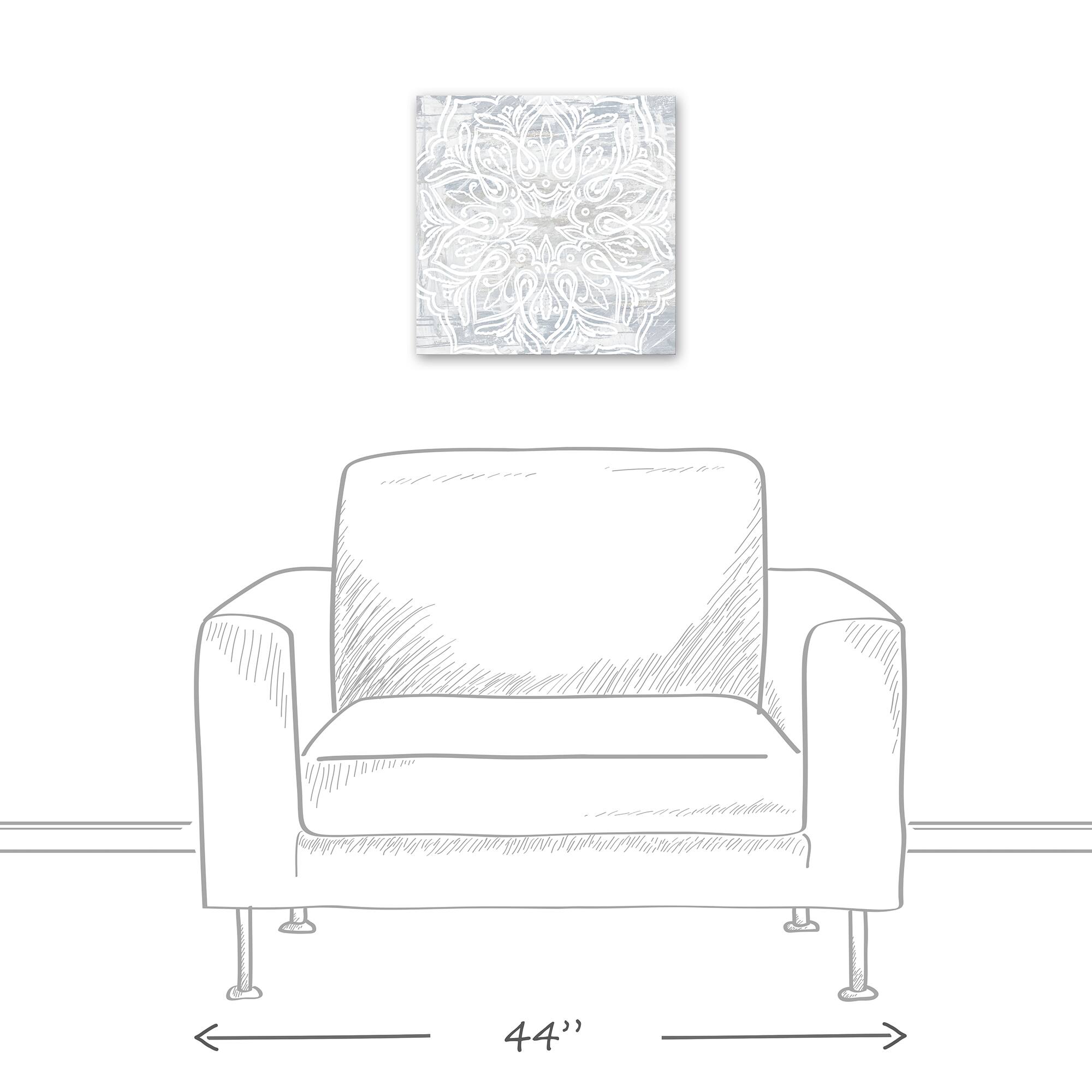 White Textured Medallion III 16" x 16" Canvas Wall Art